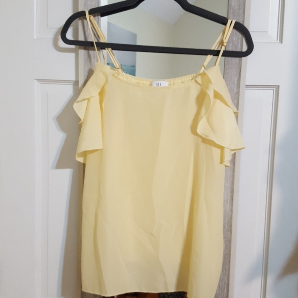 Yellow open shoulder top